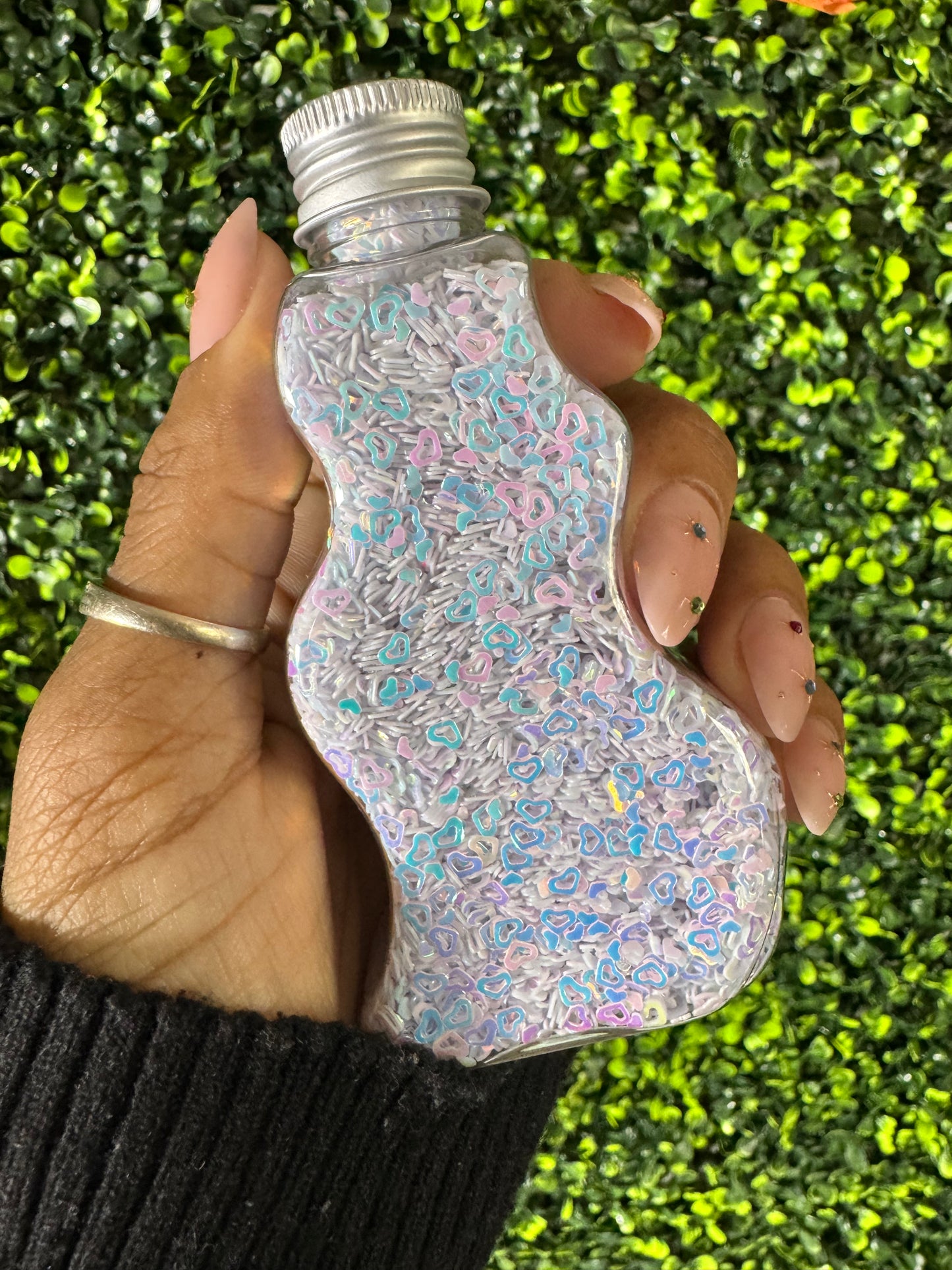 Glitter PVC Hearts White Iridescent