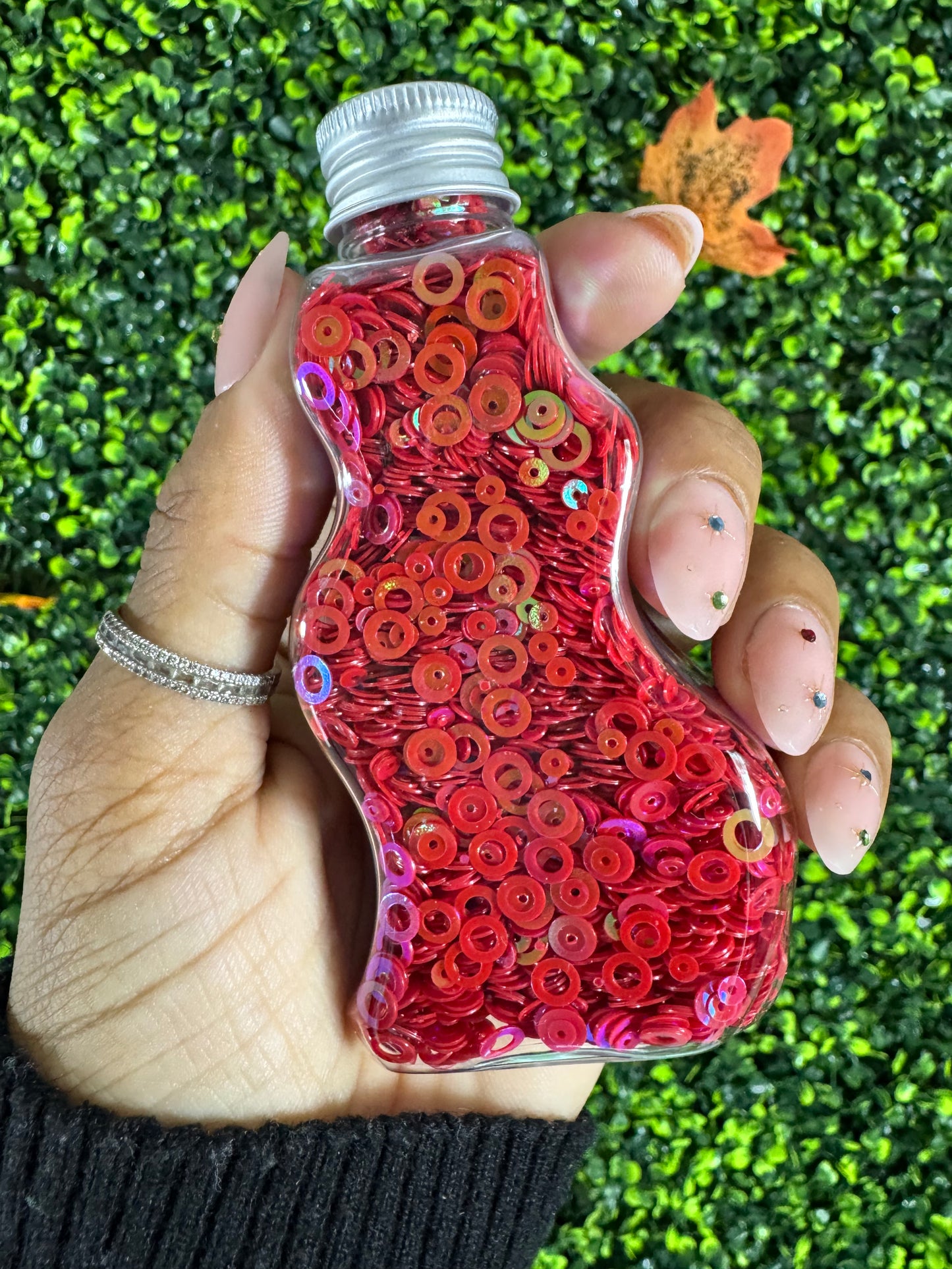Glitter PVC Rings Deep Red Iridescent