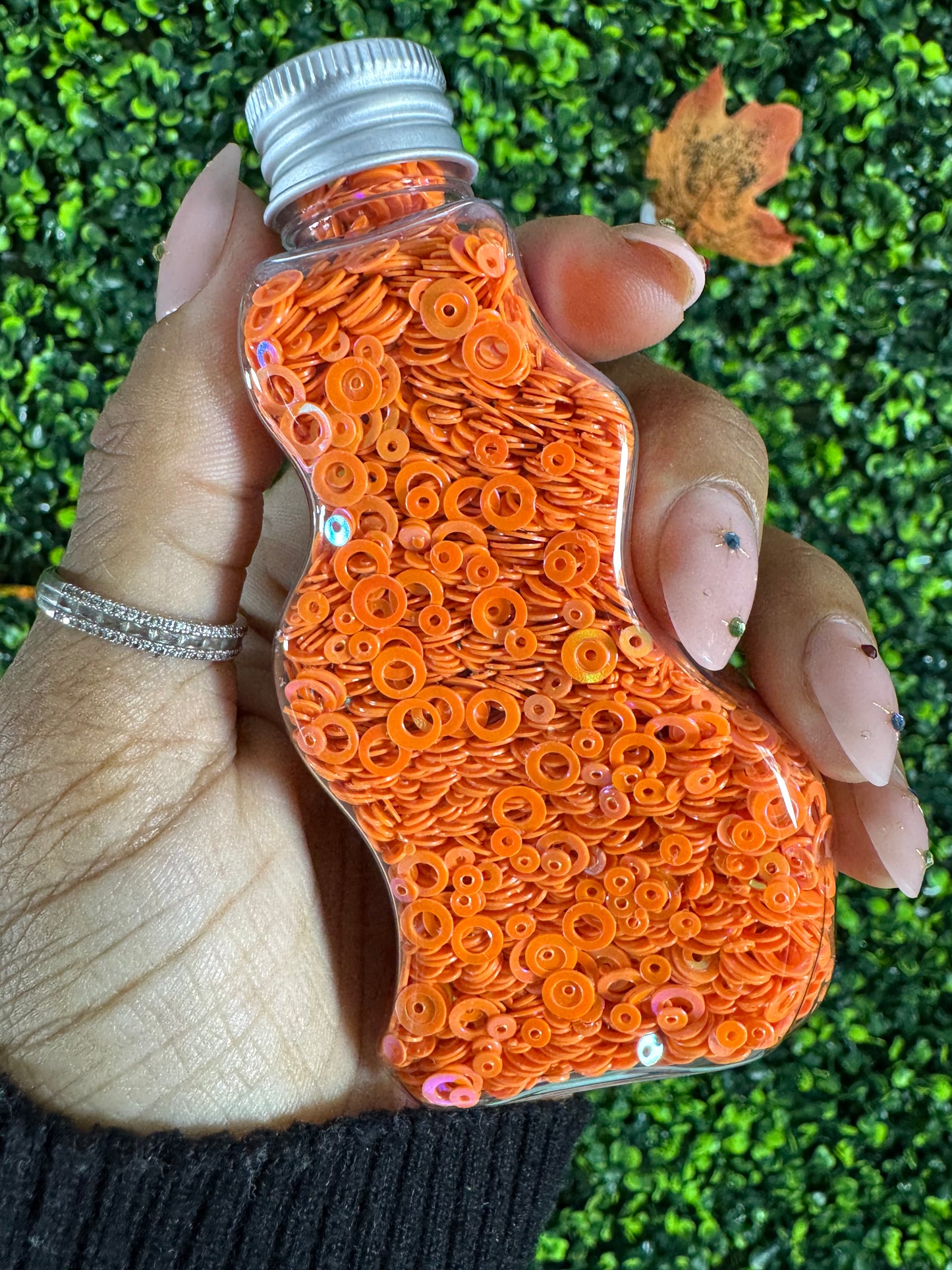 Glitter PVC Rings Orange Iridescent