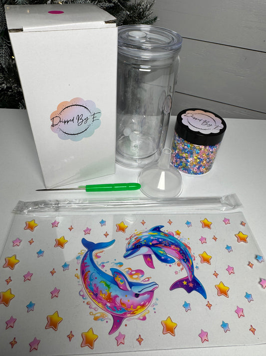 Watercolor Dolphins DIY Diamond Filled Tumbler Kit