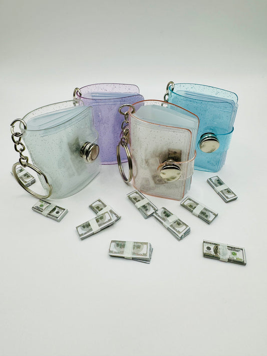 NEW 1 Inch Cash Binder Key Chains With Prop Money Inside