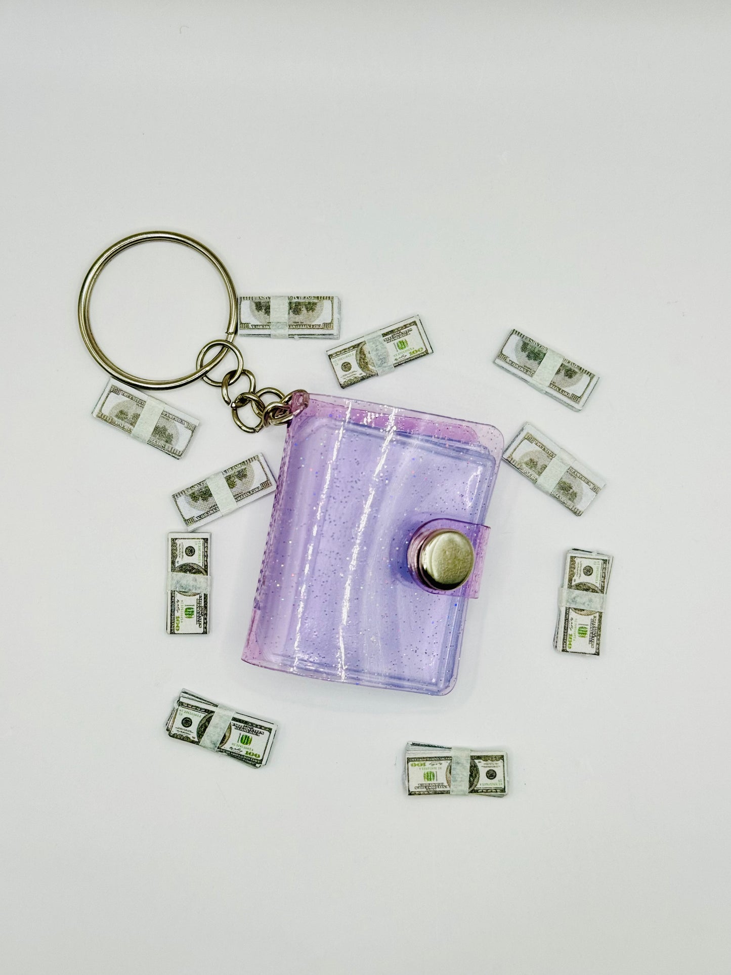 NEW 1 Inch Cash Binder Key Chains With Prop Money Inside