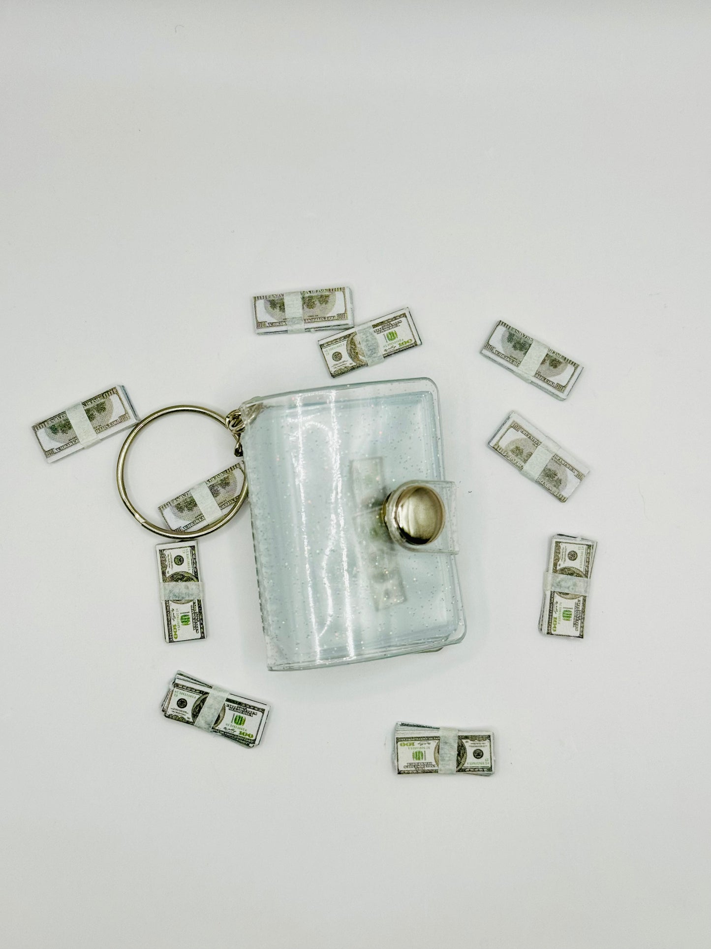 NEW 1 Inch Cash Binder Key Chains With Prop Money Inside