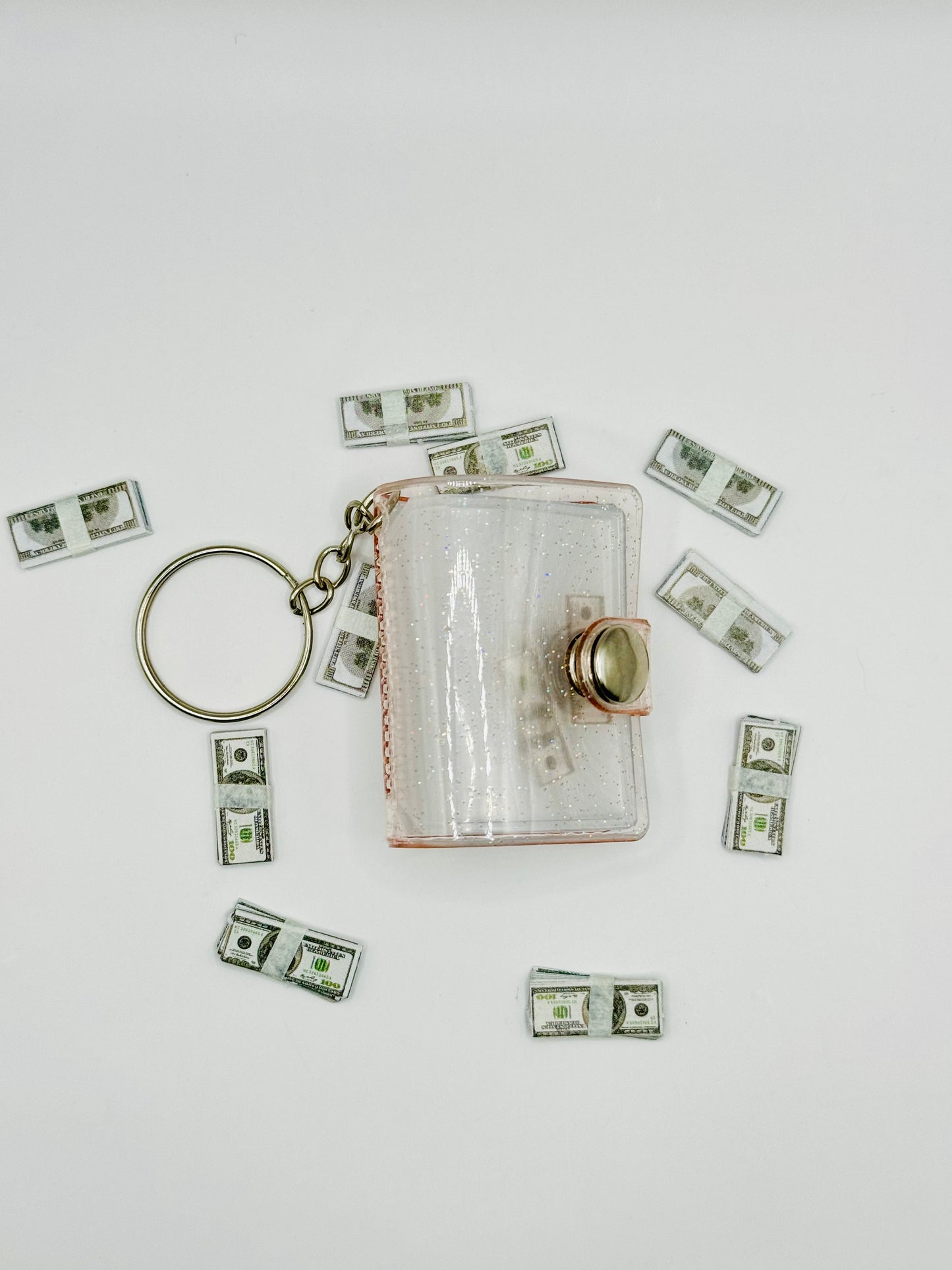 NEW 1 Inch Cash Binder Key Chains With Prop Money Inside