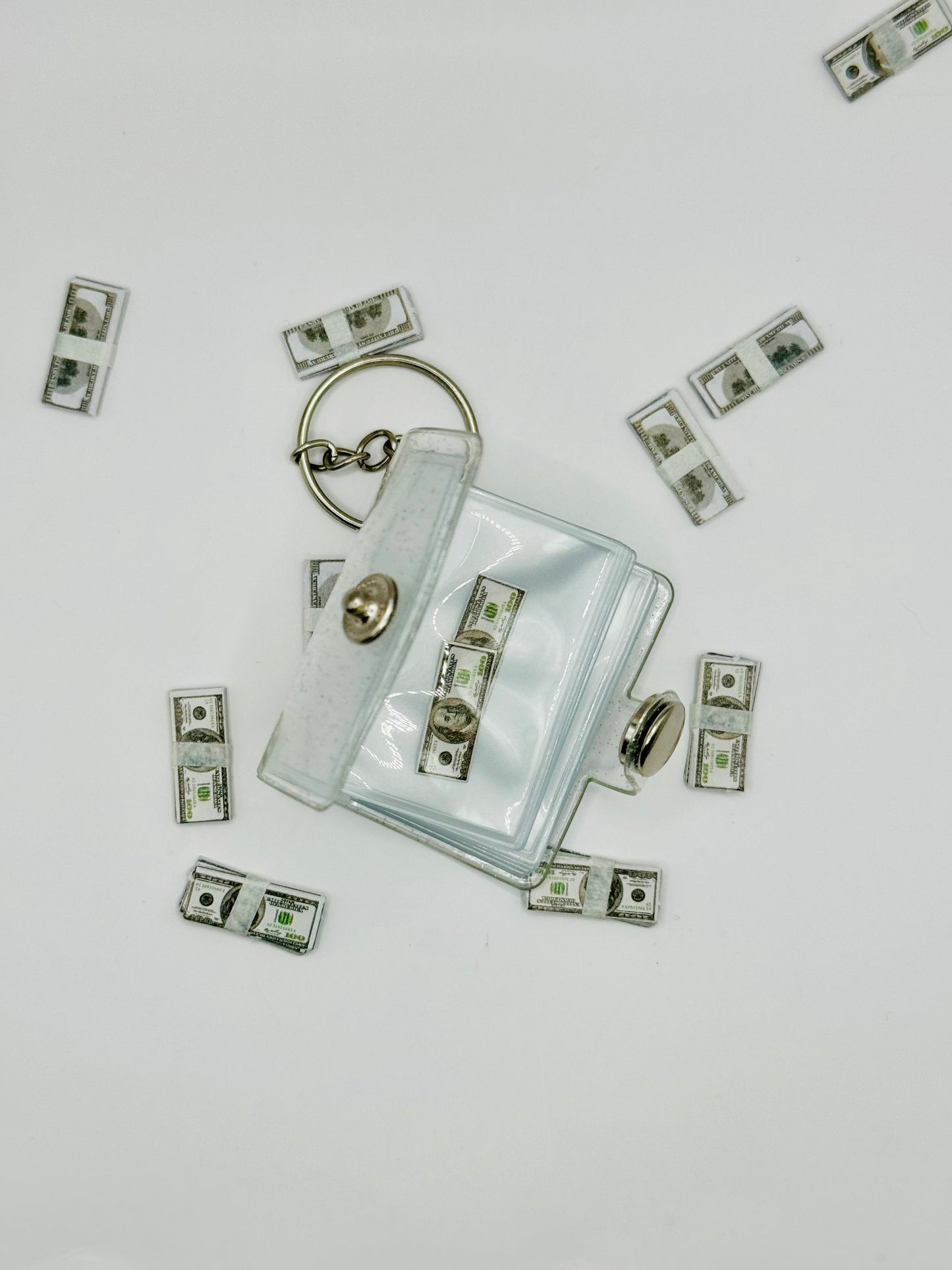 NEW 1 Inch Cash Binder Key Chains With Prop Money Inside