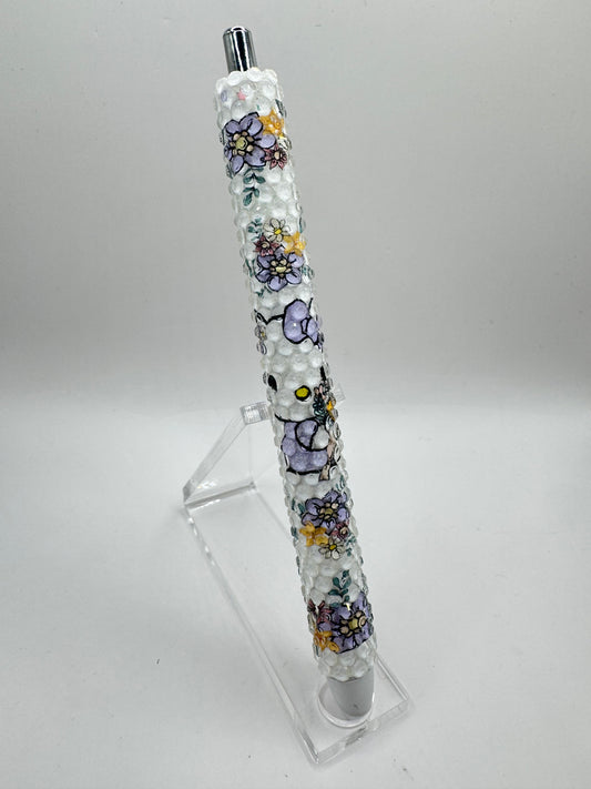 Hello K Lavender Garden Bling Pen Design