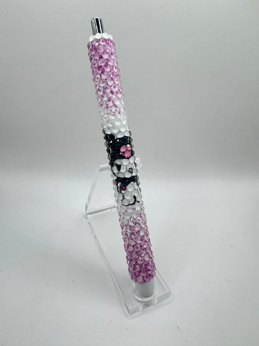 Kuromi Pink Glitter Bling Pen Design