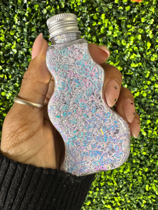 Glitter PVC Hearts White Iridescent