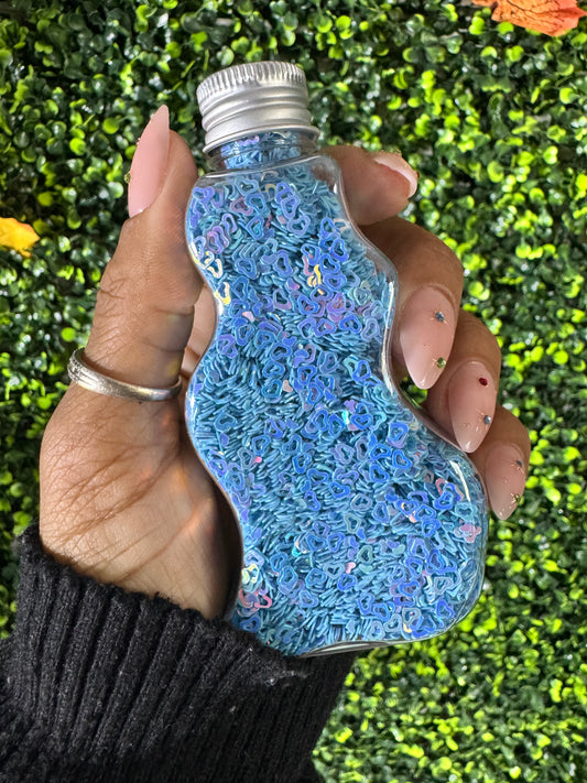 Glitter PVC Hearts Light Blue
