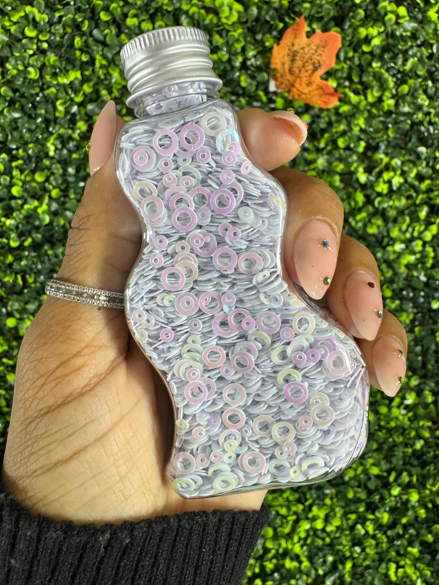 Glitter PVC Rings White Iridescent
