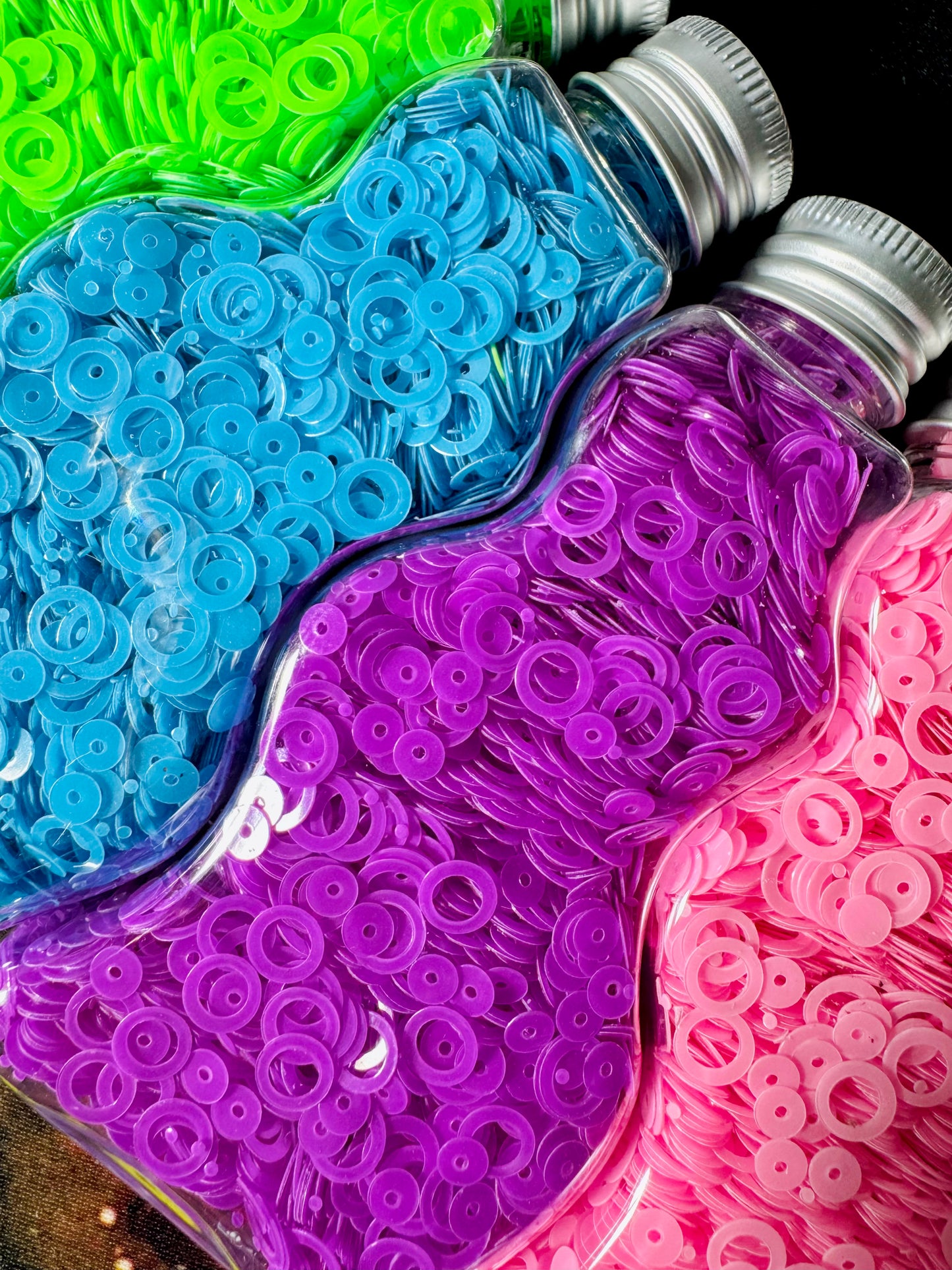 Neon Glow PVC Glitter Ring Collection