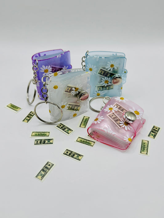 NEW 1 Inch Daisy Cash Binder Key Chains With Prop Money Inside