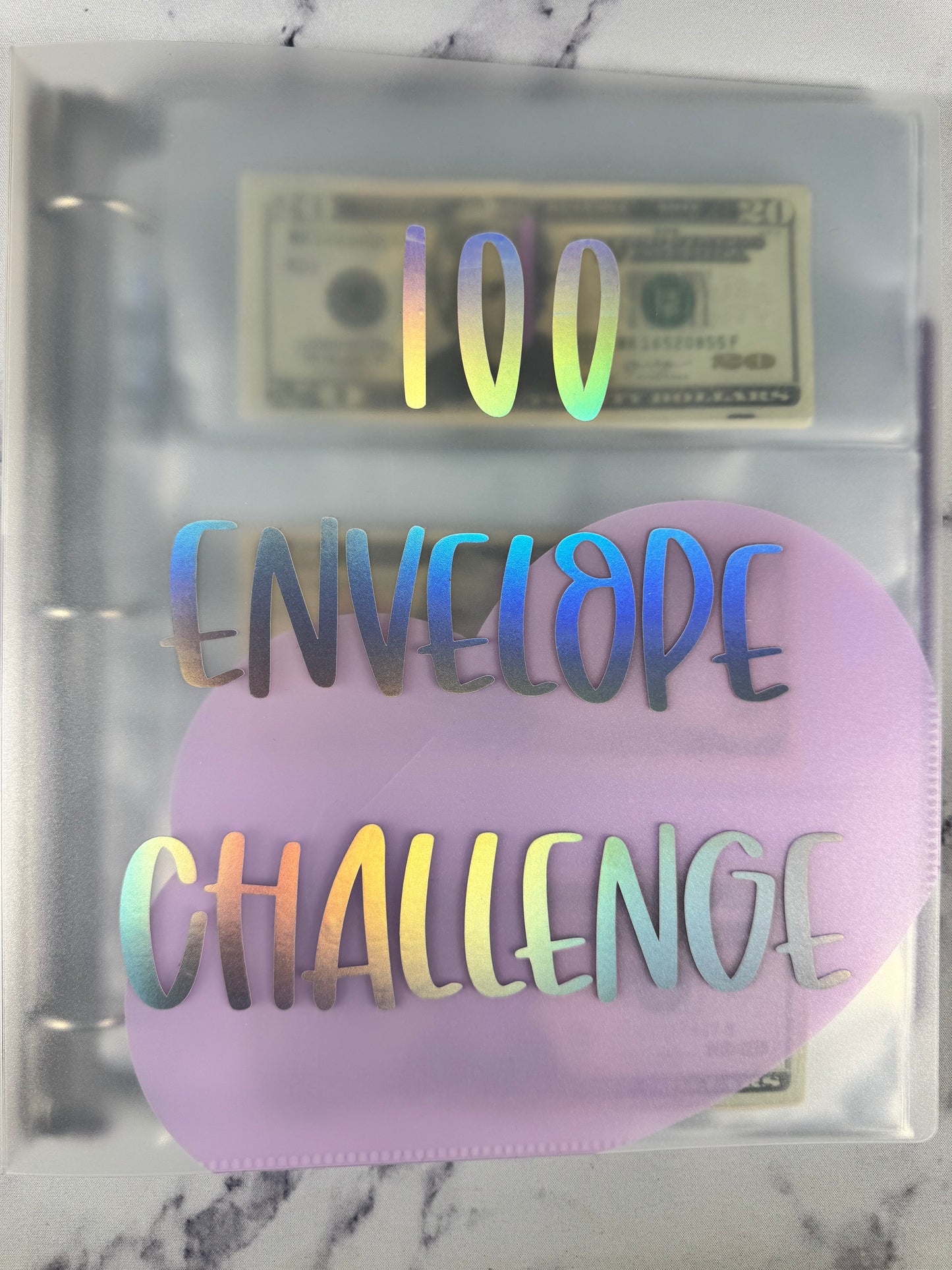 NEW 100 Envelope Savings Challenge 3 Ring Cloud Binder With No Folding Your Money