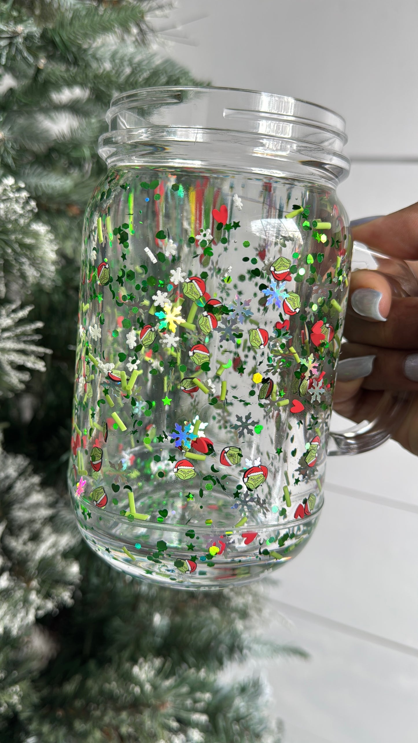 Grinch Clear 20oz Mason Jar Lava Tumbler