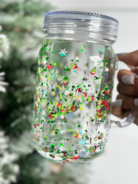 Grinch Clear 20oz Mason Jar Lava Tumbler