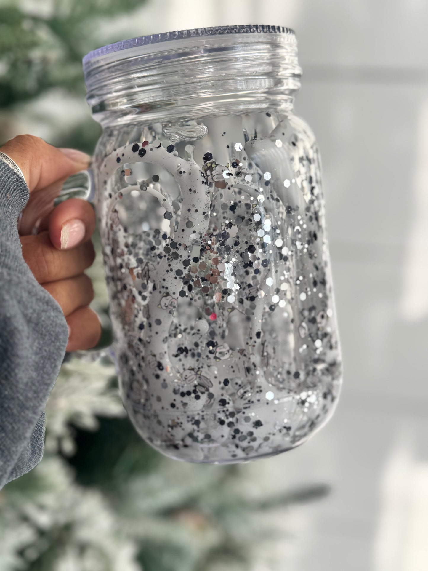 Cow 20oz Snowglobe Mason Jar Lava Tumbler