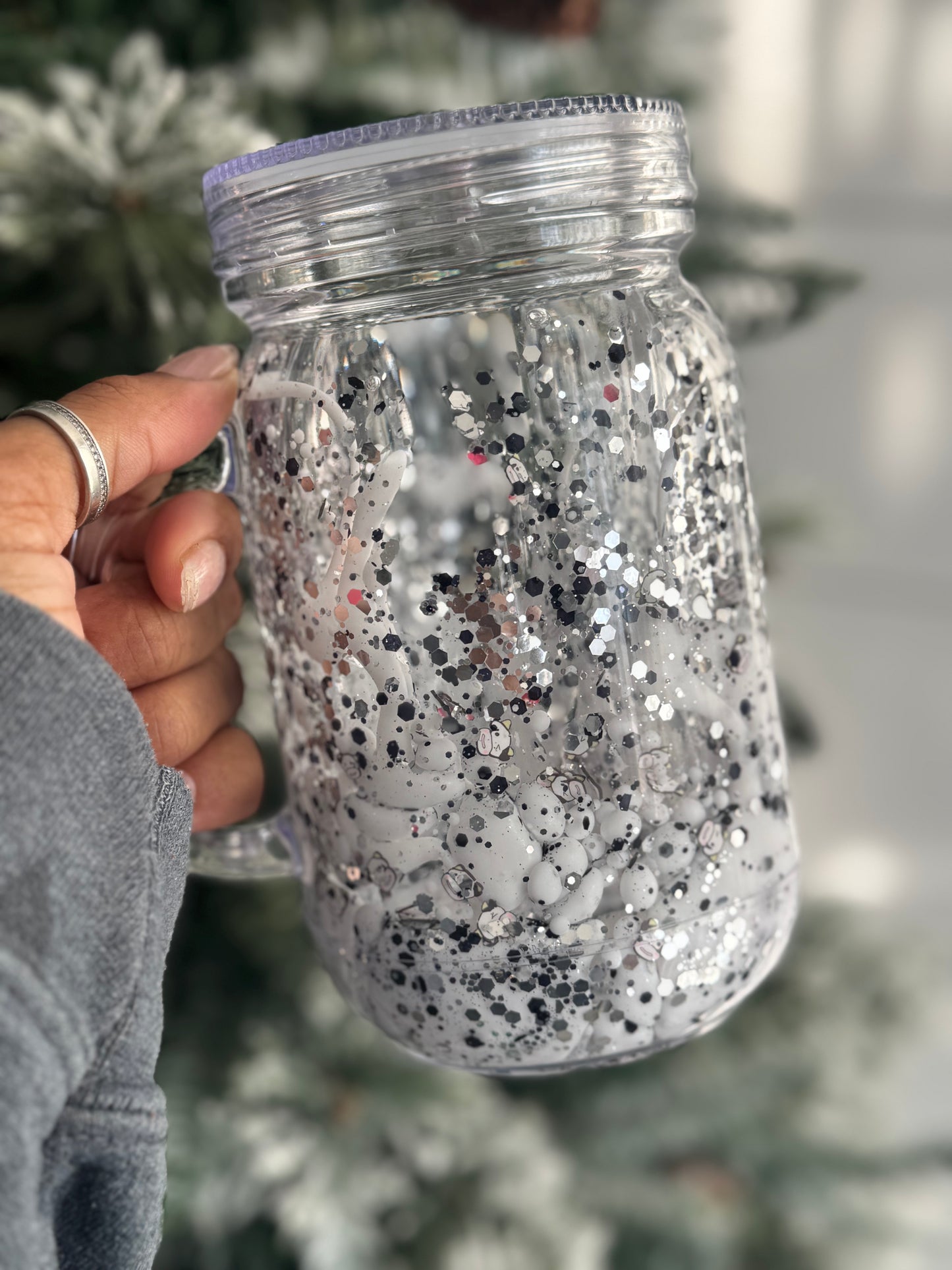 Cow 20oz Snowglobe Mason Jar Lava Tumbler