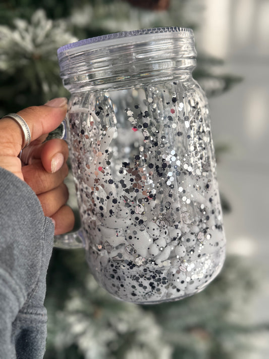 Cow 20oz Snowglobe Mason Jar Lava Tumbler