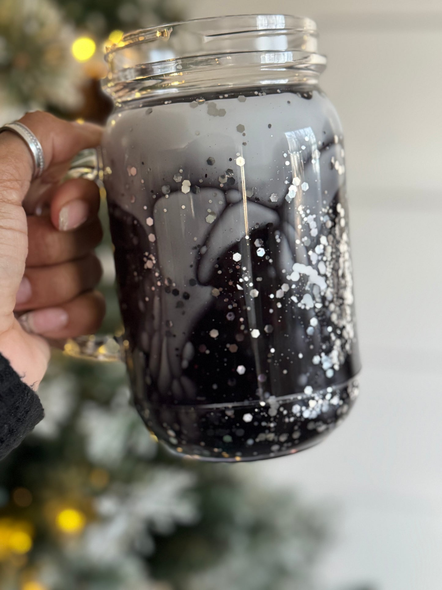 Millennial Marble 20oz Snowglobe Mason Jar  Dual Lava Tumbler