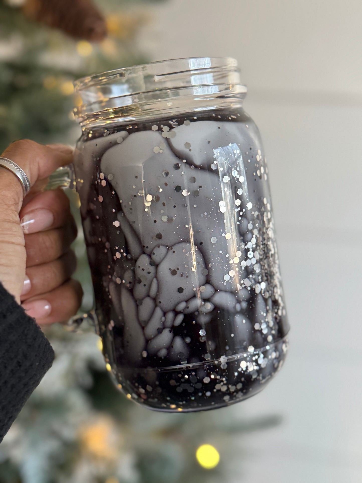 Millennial Marble 20oz Snowglobe Mason Jar  Dual Lava Tumbler