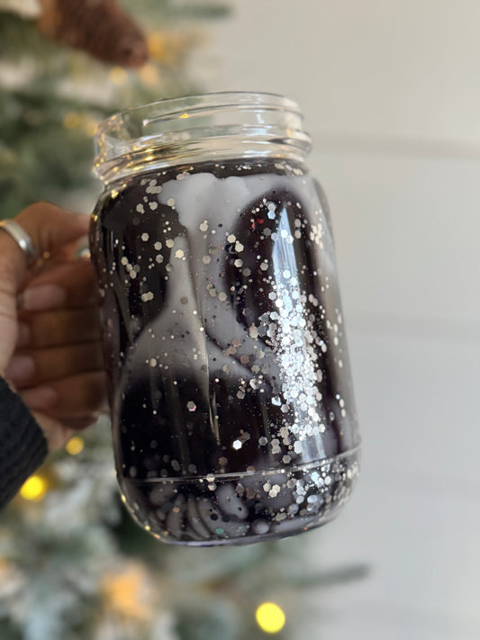 Millennial Marble 20oz Snowglobe Mason Jar  Dual Lava Tumbler