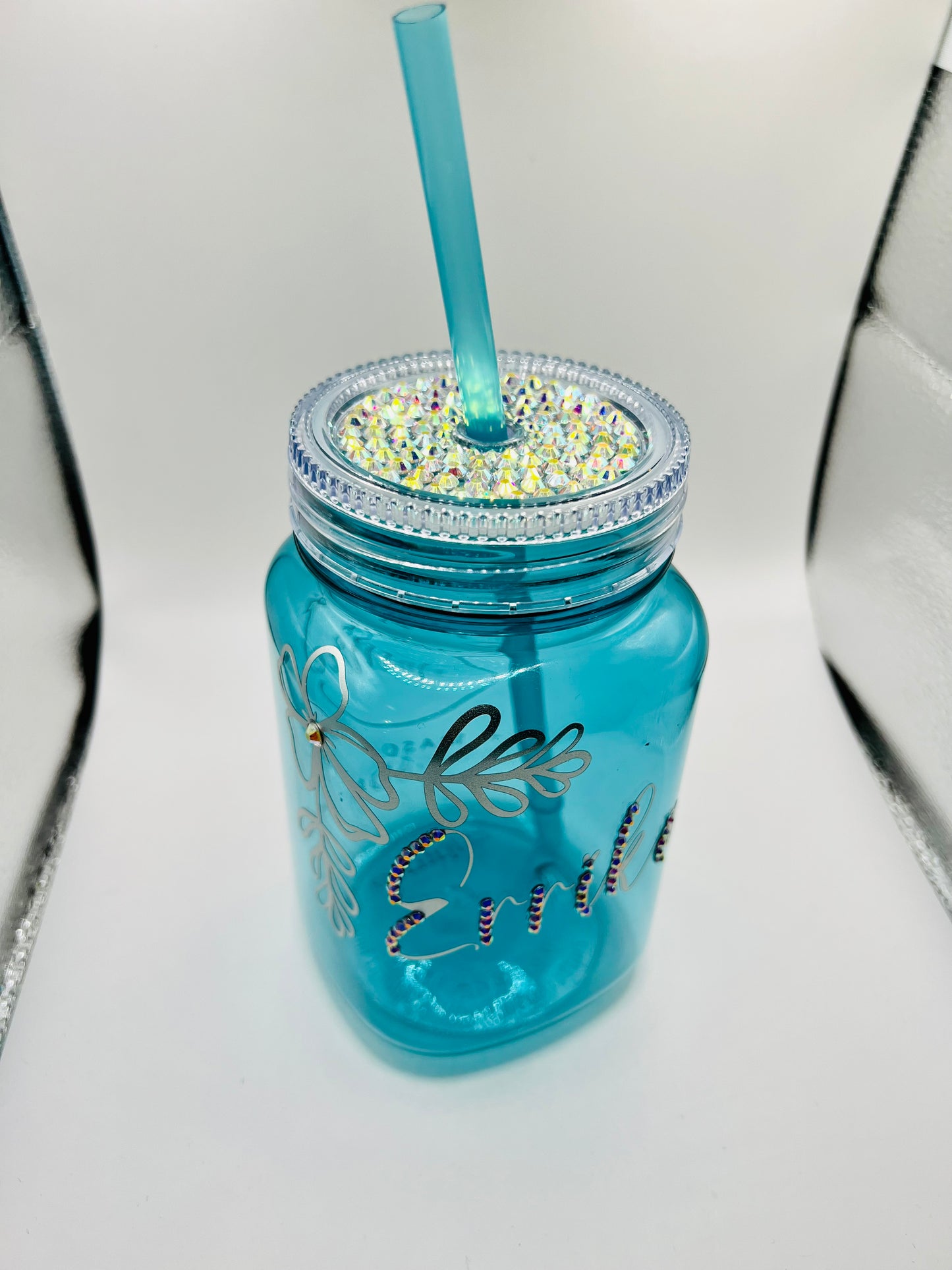 Custom Mason Jars With A Touch Of Bling