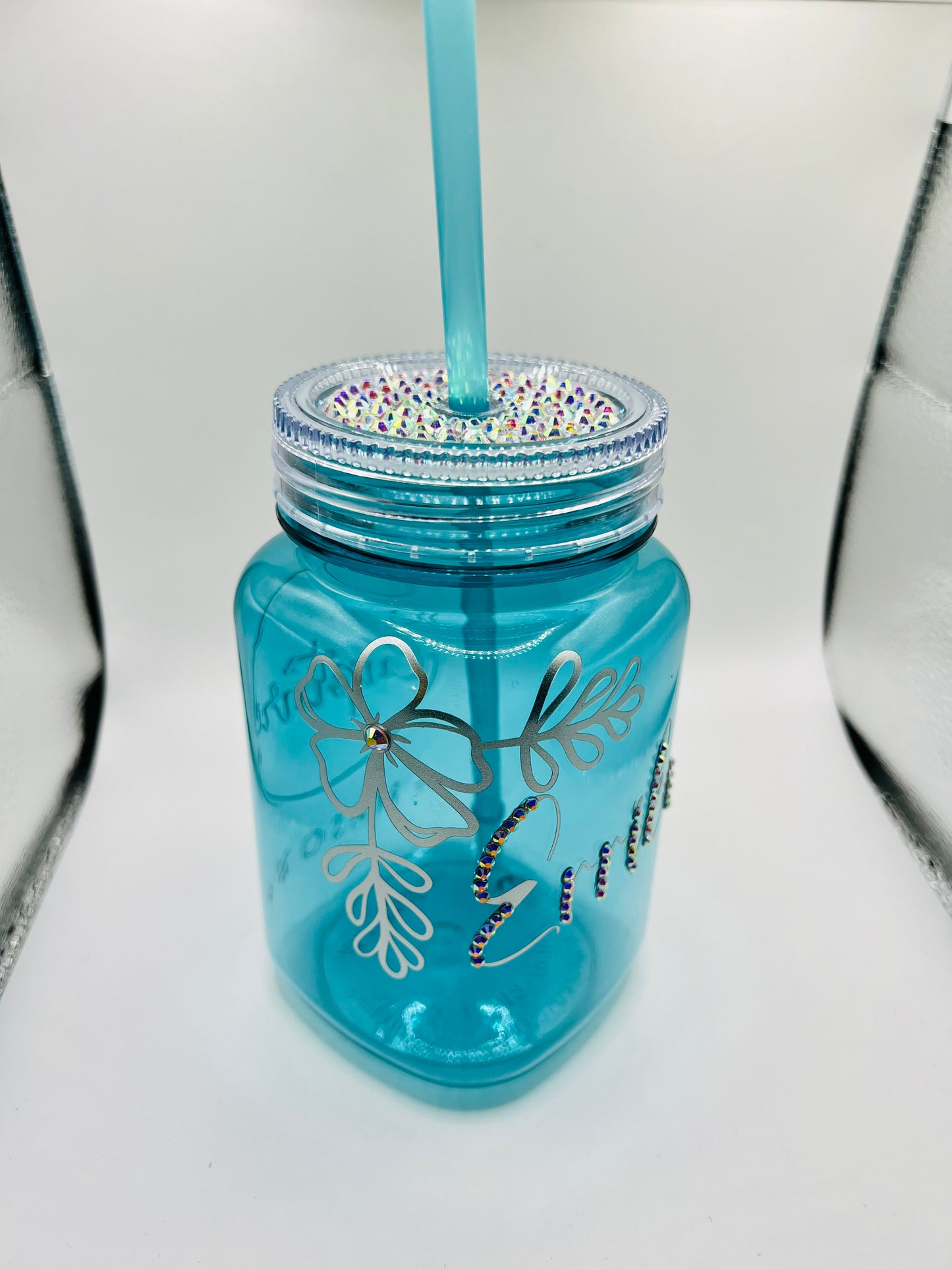 Custom Mason Jars With A Touch Of Bling