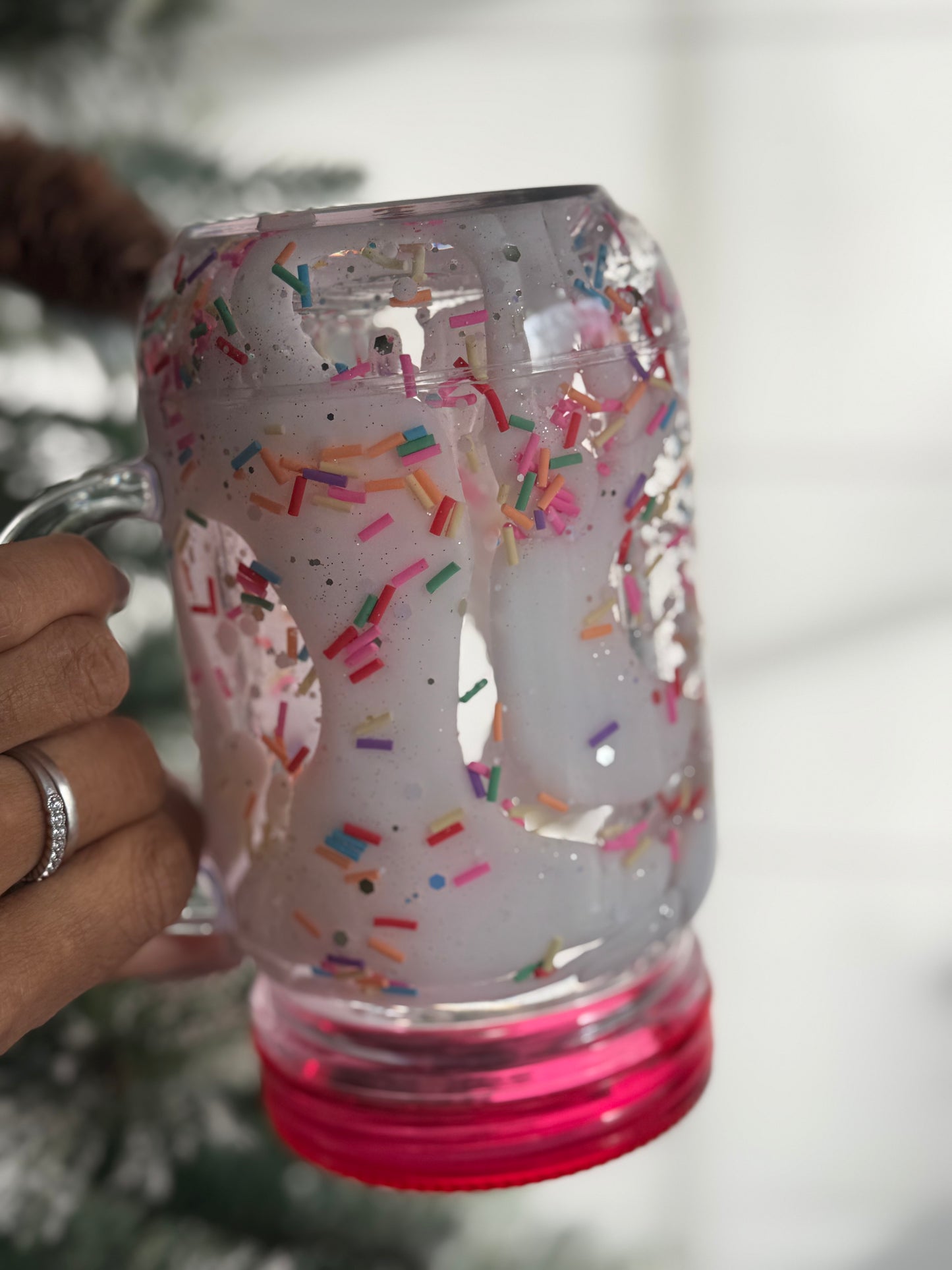 Cake Icing 20oz Snowglobe Mason Jar Lava Tumbler