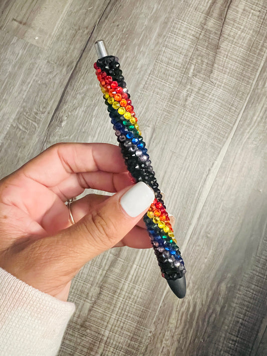 Chunky Rainbow Stripe Bling Pen Design