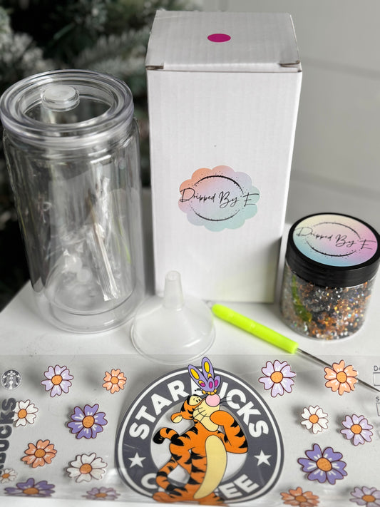 Tigger Coffee and Flowers DIY Diamond Filled Tumbler Kit